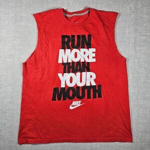 Nike Mens Red Run More Than Your Mouth Graphic Sleeveless Muscle Tee XL Regular